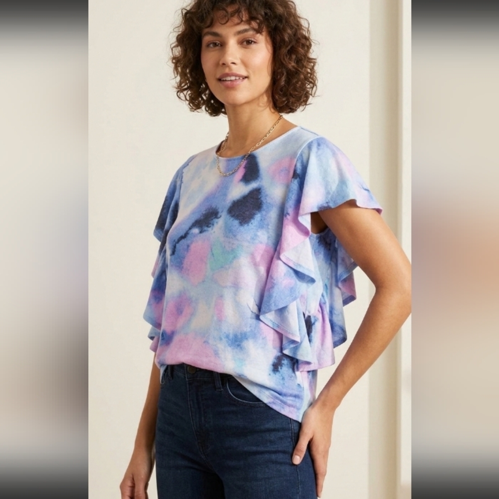 Zac & Rachel Multicolor Ruffle Sleeve Blouse